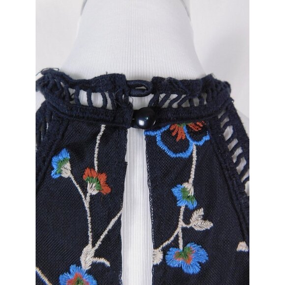 Potter's Pot Black Embroidered Mesh Halter Blouse Gothic Witch - Picture 6 of 11